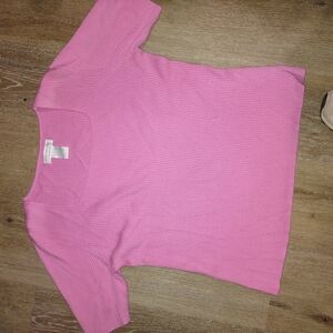 Women's Ribbed Short Sleeve Tee - Pink